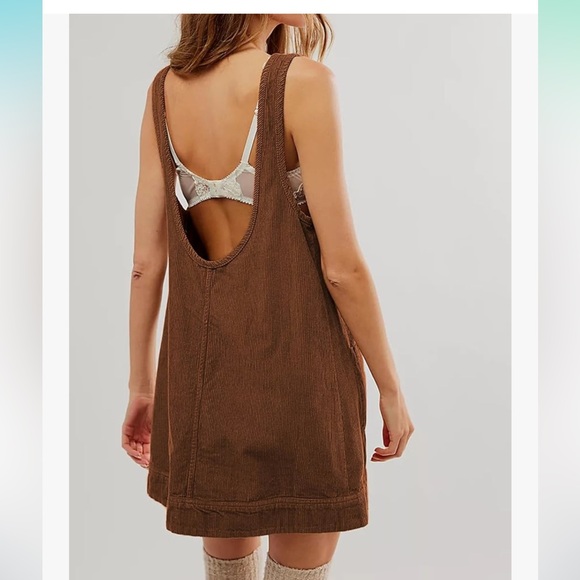 Women's Corduroy Dress Round Neck A Line with pockets size small - Picture 3 of 4